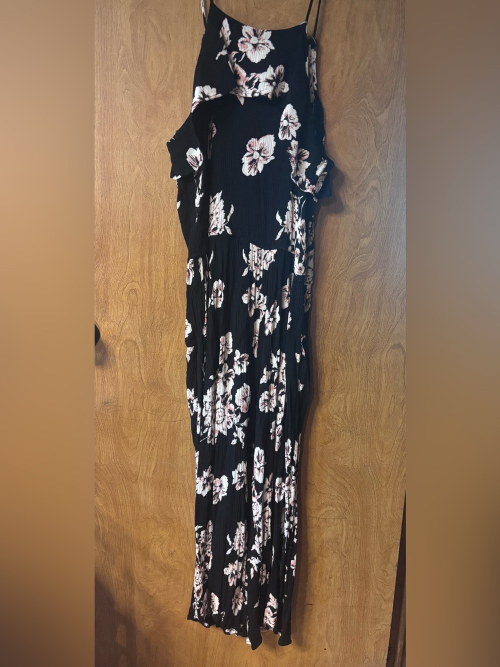 Black Floral jumpsuit with Pink Flowers